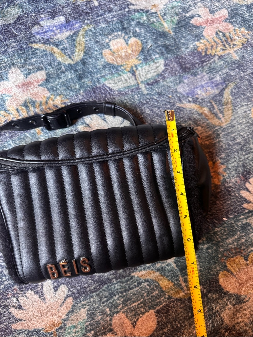 BEIS Black Quilted Belt Bag with Adjustable Strap - Picture 7 of 7